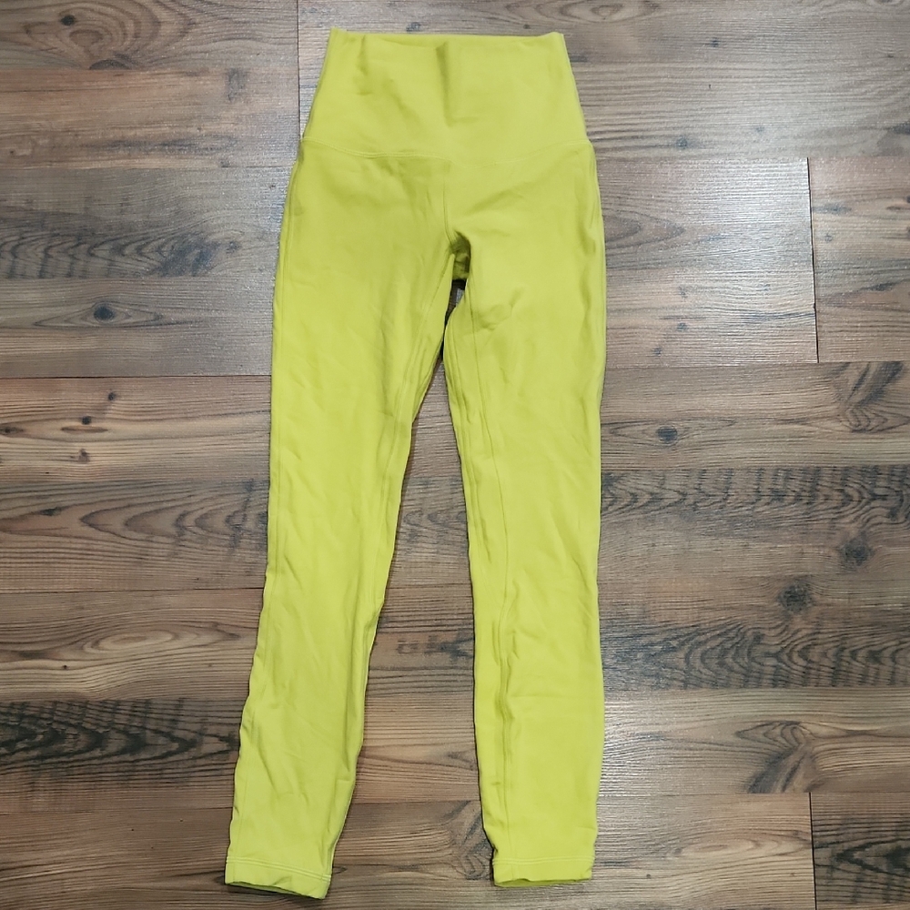Lululemon Align‎ High Rise Waist Pant 25" Yellow Serpentine O XS Sporty Bright